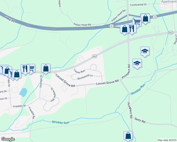 map of restaurants, bars, coffee shops, grocery stores, and more near 3950 Laurel Run in Columbia