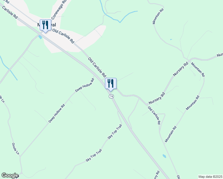 map of restaurants, bars, coffee shops, grocery stores, and more near 6100 Old Carlisle Road in Dover