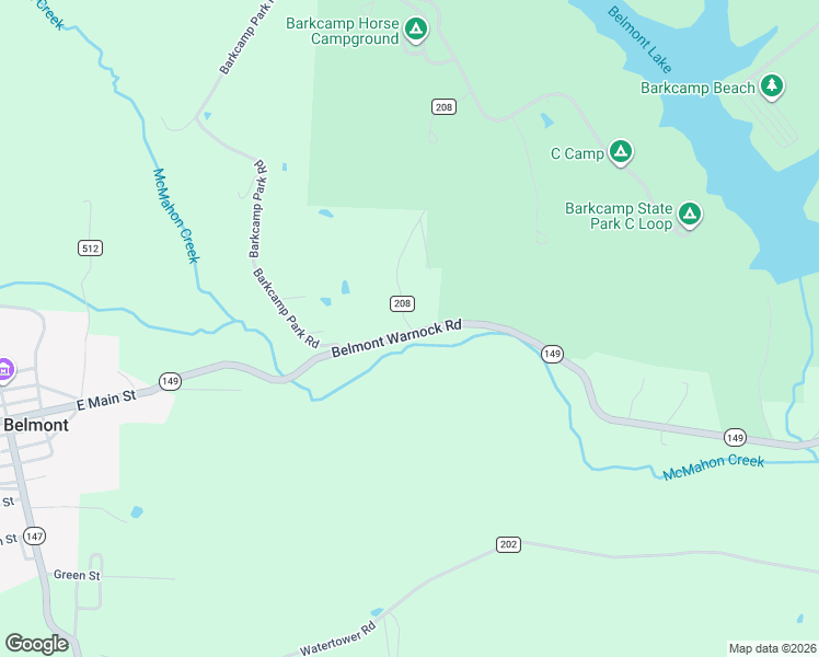 map of restaurants, bars, coffee shops, grocery stores, and more near 64877 Lake Road in Belmont