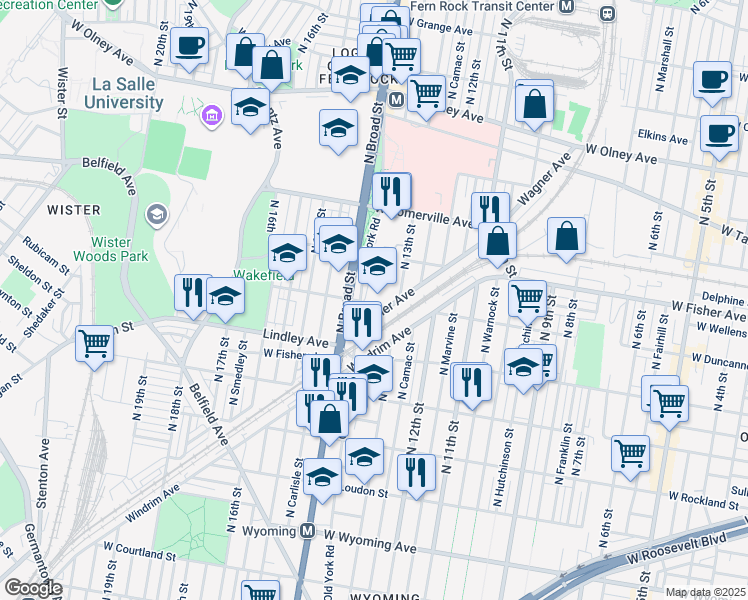 map of restaurants, bars, coffee shops, grocery stores, and more near in Philadelphia