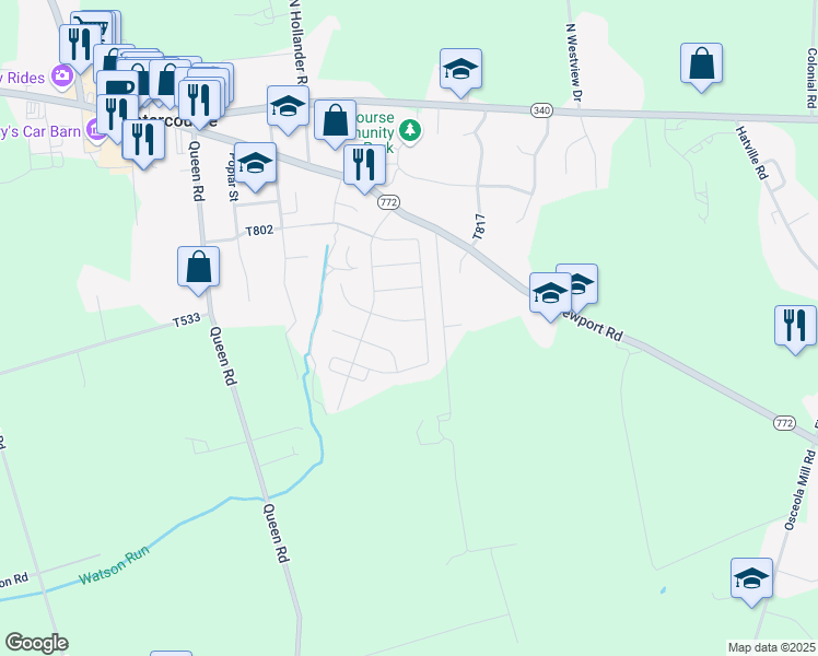 map of restaurants, bars, coffee shops, grocery stores, and more near 14 Old Ivy Lane in Gordonville
