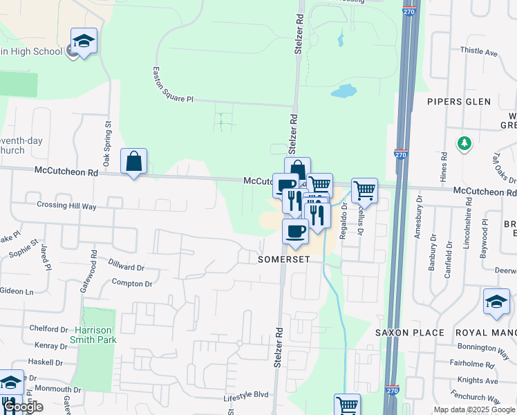 map of restaurants, bars, coffee shops, grocery stores, and more near 2890 Aljor Court in Columbus