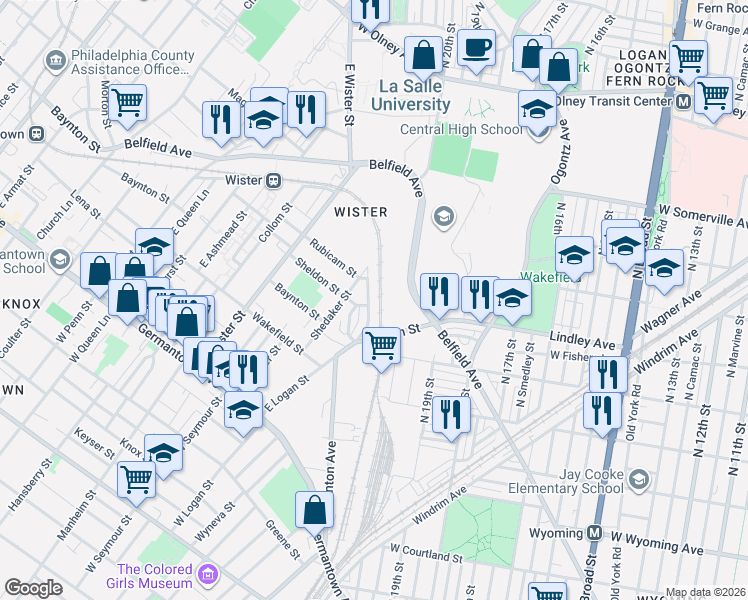 map of restaurants, bars, coffee shops, grocery stores, and more near 5047 Stenton Avenue in Philadelphia