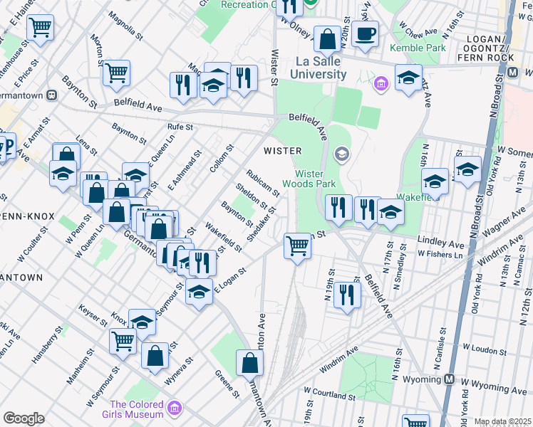 map of restaurants, bars, coffee shops, grocery stores, and more near 337 Shedaker Street in Philadelphia