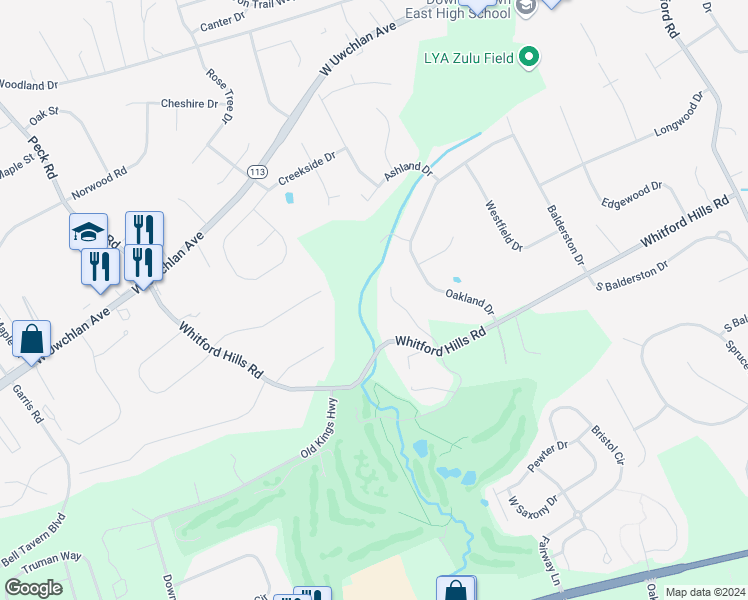 map of restaurants, bars, coffee shops, grocery stores, and more near 508 Saint Annes Lane in Exton
