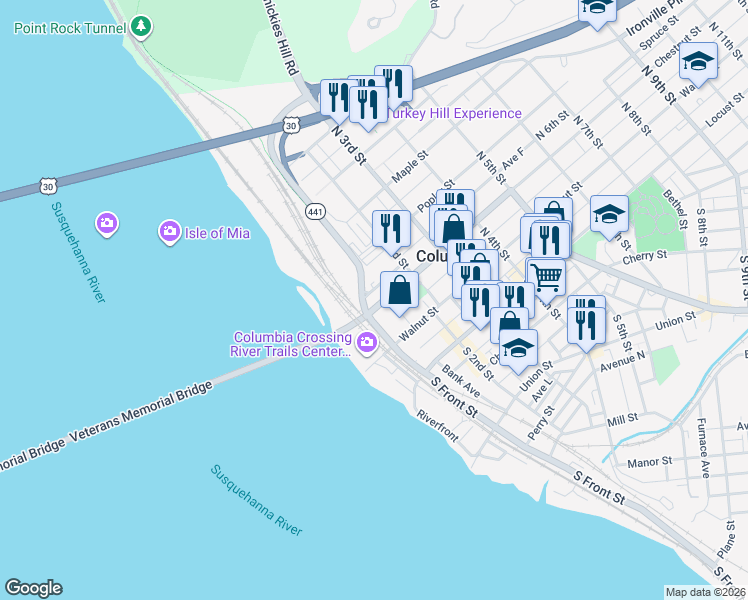 map of restaurants, bars, coffee shops, grocery stores, and more near in Wrightsville