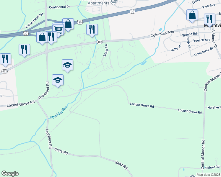 map of restaurants, bars, coffee shops, grocery stores, and more near 3806 Locust Grove Rd in Columbia