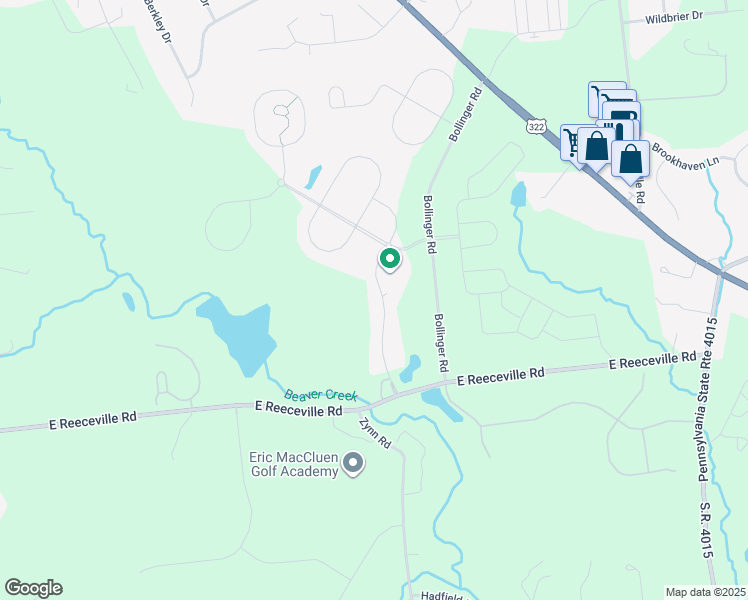 map of restaurants, bars, coffee shops, grocery stores, and more near 114 Bolero Drive in Downingtown
