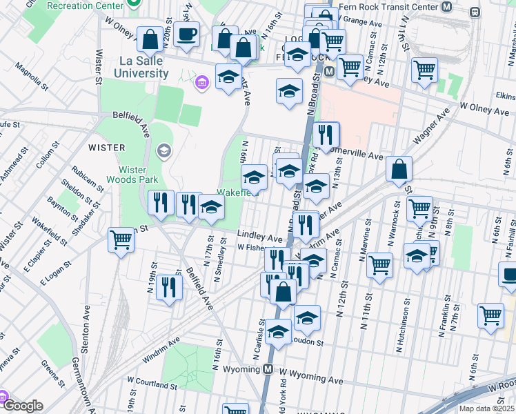map of restaurants, bars, coffee shops, grocery stores, and more near 1518 West Duncannon Avenue in Philadelphia
