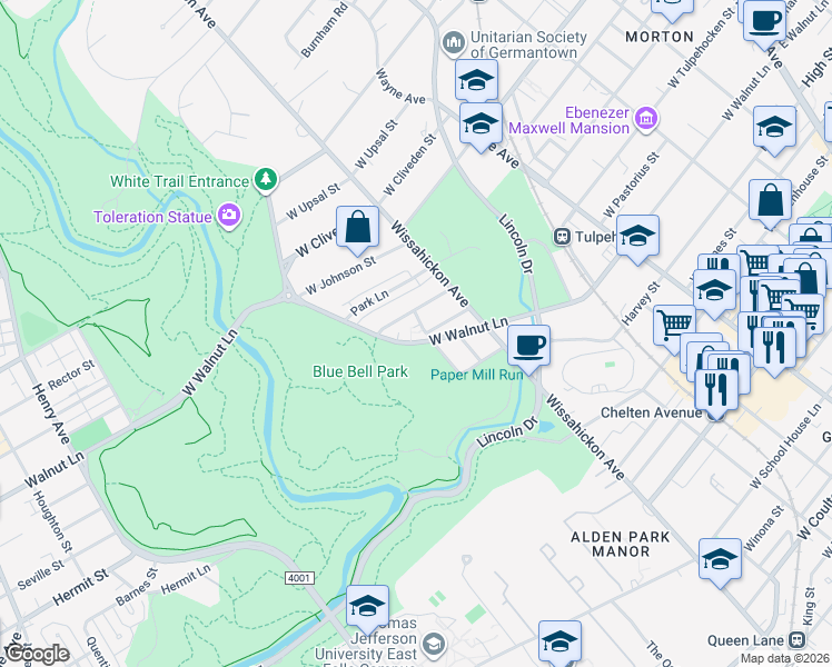 map of restaurants, bars, coffee shops, grocery stores, and more near in Philadelphia