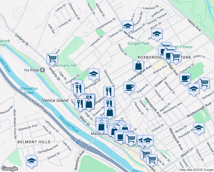 map of restaurants, bars, coffee shops, grocery stores, and more near 262 Ripka Street in Philadelphia