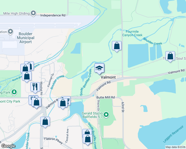 map of restaurants, bars, coffee shops, grocery stores, and more near 5973 Indian Road in Boulder
