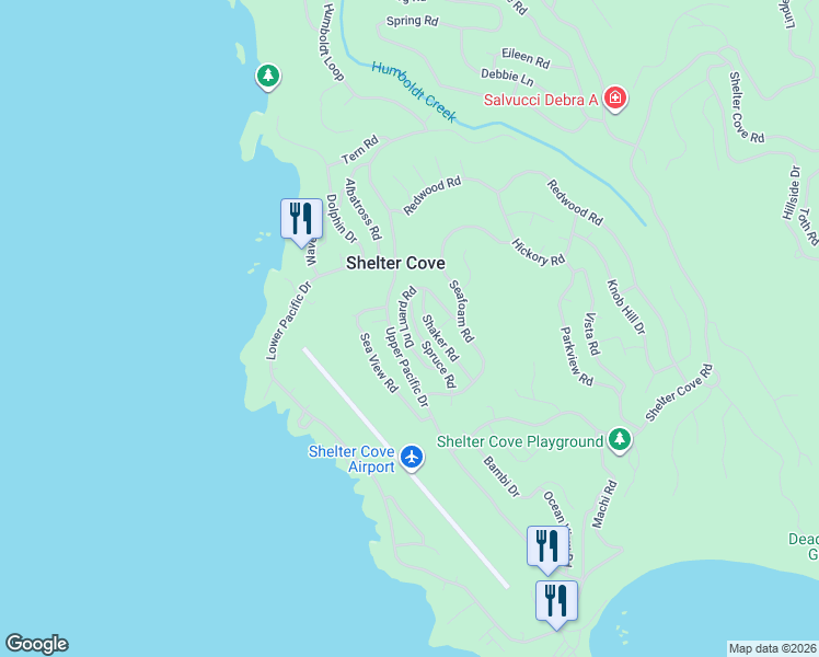 map of restaurants, bars, coffee shops, grocery stores, and more near 82 Spruce Rd in Whitethorn