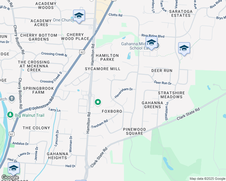 map of restaurants, bars, coffee shops, grocery stores, and more near 528 Haversham Drive in Columbus