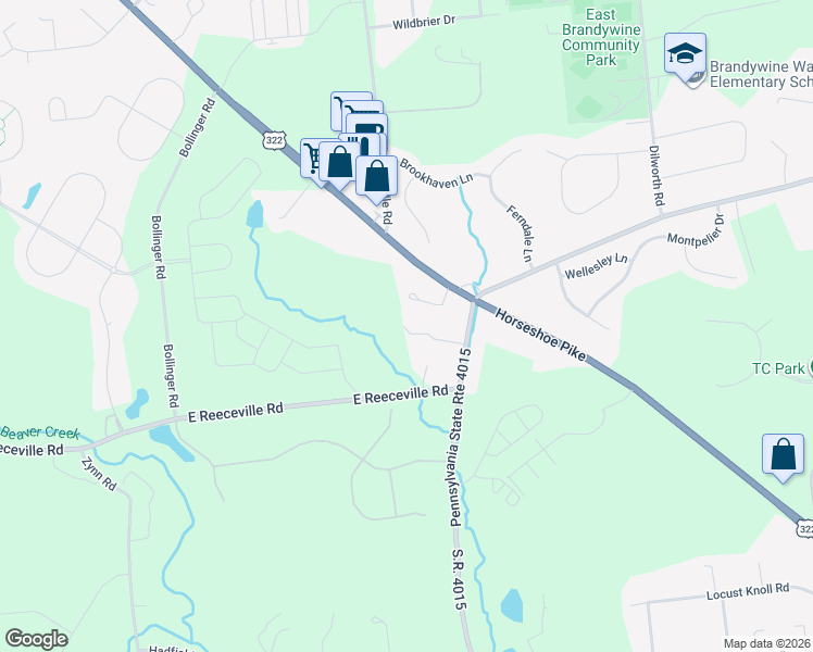 map of restaurants, bars, coffee shops, grocery stores, and more near 2092 Bondsville Road in Downingtown
