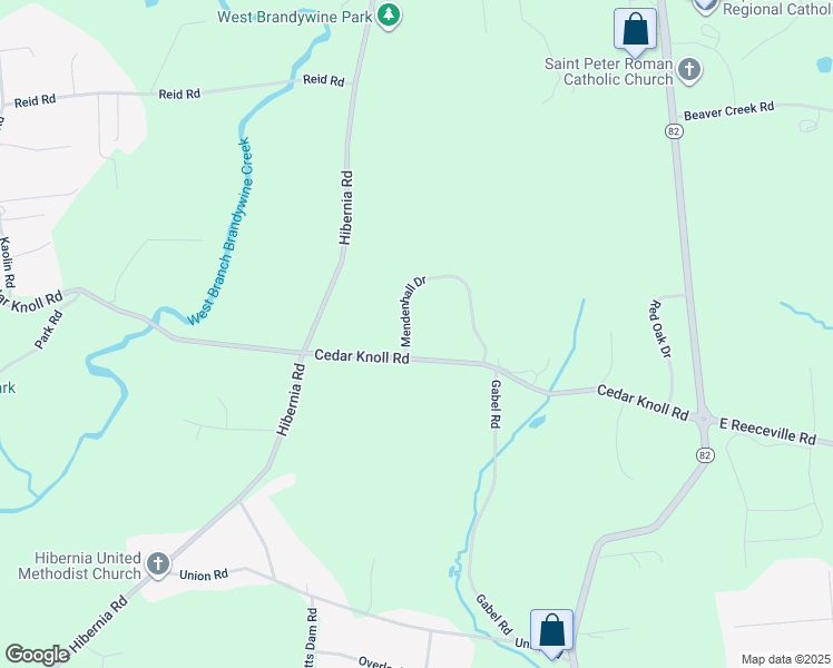 map of restaurants, bars, coffee shops, grocery stores, and more near 4 Mendenhall Drive in Coatesville