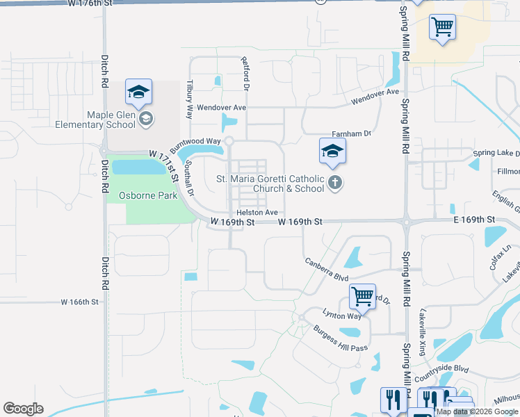 map of restaurants, bars, coffee shops, grocery stores, and more near 882 Helston Avenue in Westfield