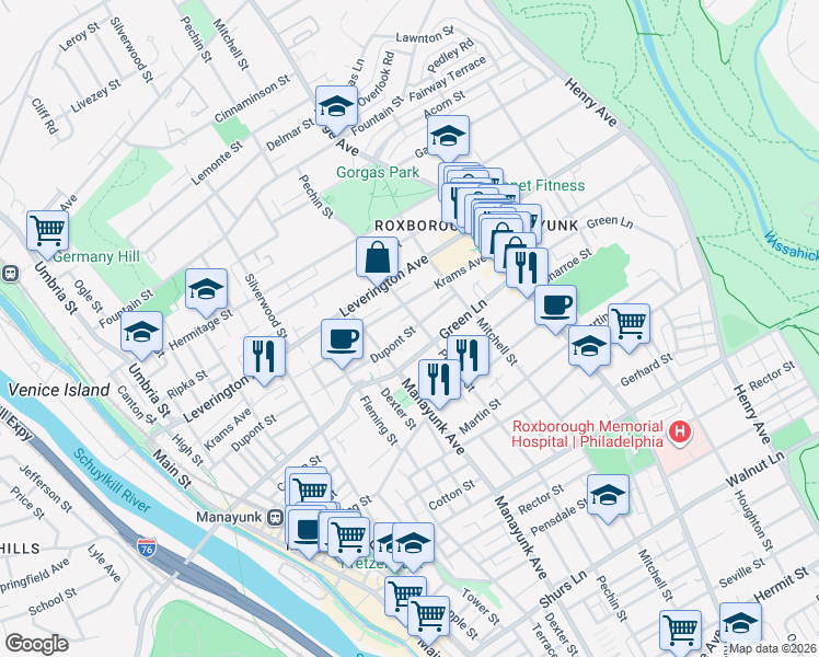 map of restaurants, bars, coffee shops, grocery stores, and more near 378 Dupont Street in Philadelphia