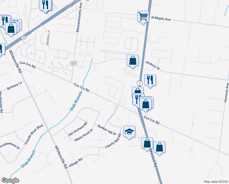 map of restaurants, bars, coffee shops, grocery stores, and more near 102 Susquehanna Street in Toms River