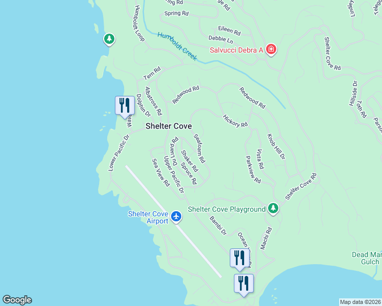 map of restaurants, bars, coffee shops, grocery stores, and more near 125 Shaker Rd in Whitethorn