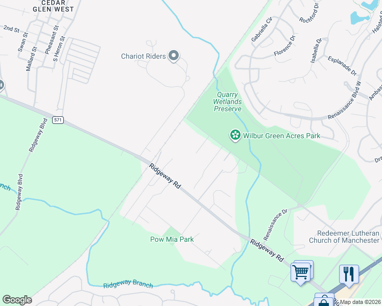 map of restaurants, bars, coffee shops, grocery stores, and more near 6 Stevens Way in Manchester Township