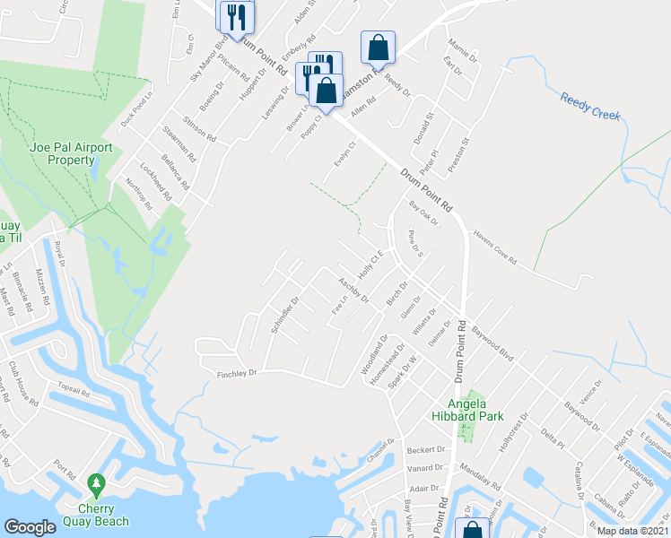 map of restaurants, bars, coffee shops, grocery stores, and more near 44 Bonair Drive in Brick