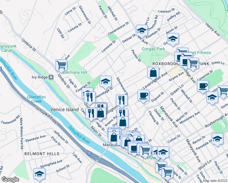 map of restaurants, bars, coffee shops, grocery stores, and more near 262 Ripka Street in Philadelphia