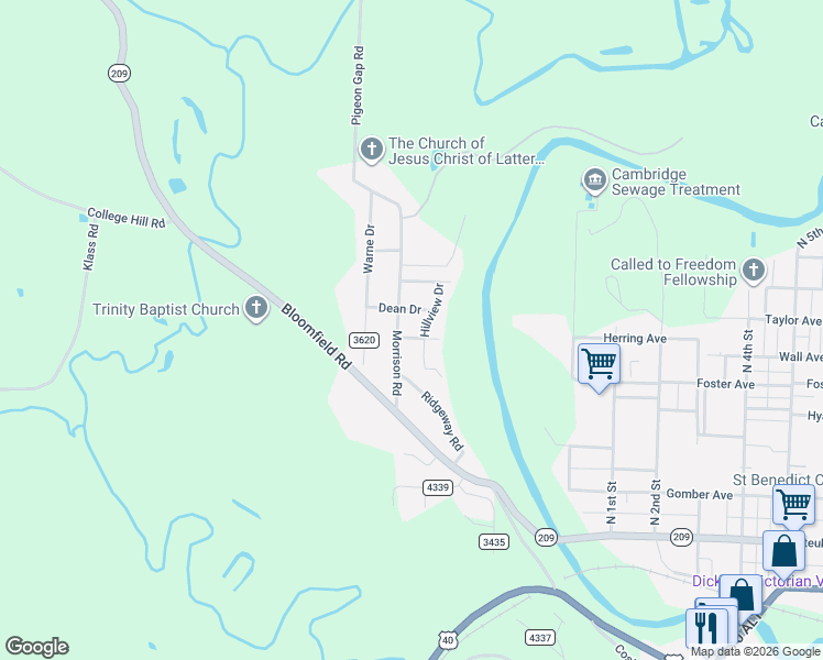map of restaurants, bars, coffee shops, grocery stores, and more near 64064 Hillview Drive in Cambridge