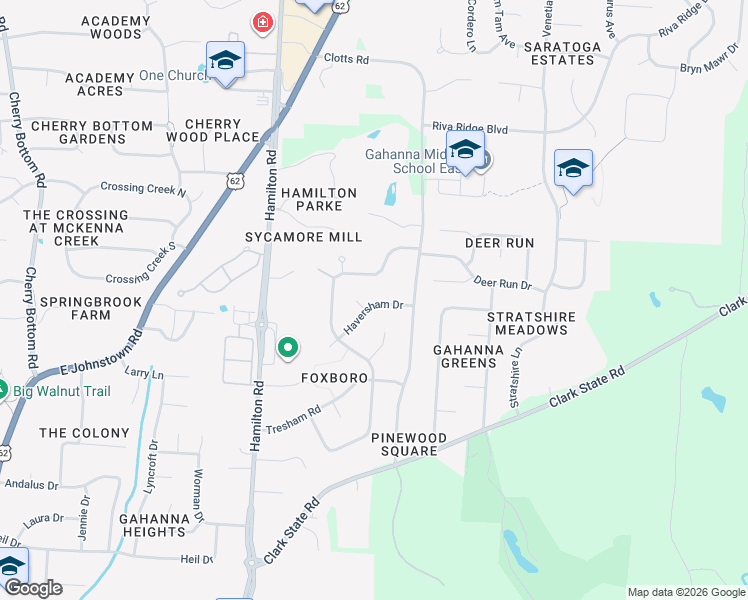 map of restaurants, bars, coffee shops, grocery stores, and more near 555 Stedway Court in Columbus