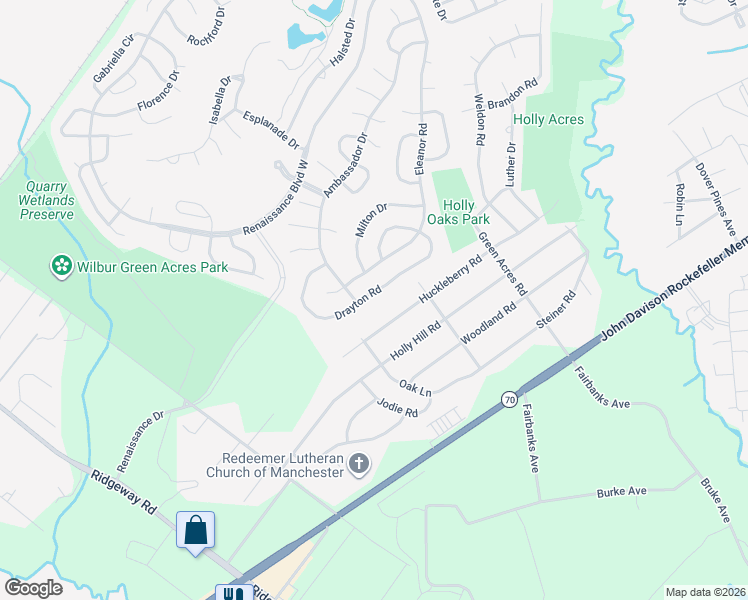 map of restaurants, bars, coffee shops, grocery stores, and more near 2333 Huckleberry Road in Manchester Township