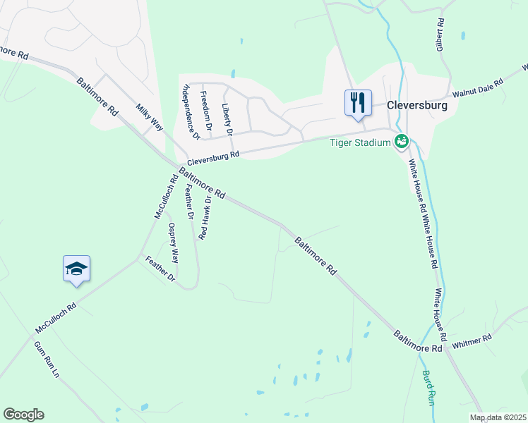 map of restaurants, bars, coffee shops, grocery stores, and more near 1175 Baltimore Road in Shippensburg