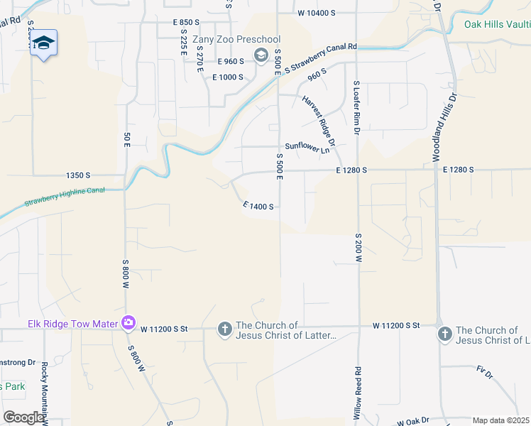 map of restaurants, bars, coffee shops, grocery stores, and more near 802 East 1400 South in Salem