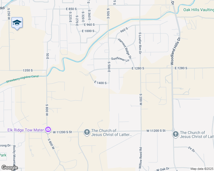 map of restaurants, bars, coffee shops, grocery stores, and more near 1418 South 500 East in Salem