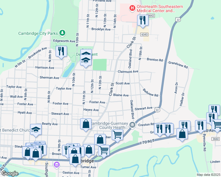 map of restaurants, bars, coffee shops, grocery stores, and more near 715 Clark Street in Cambridge