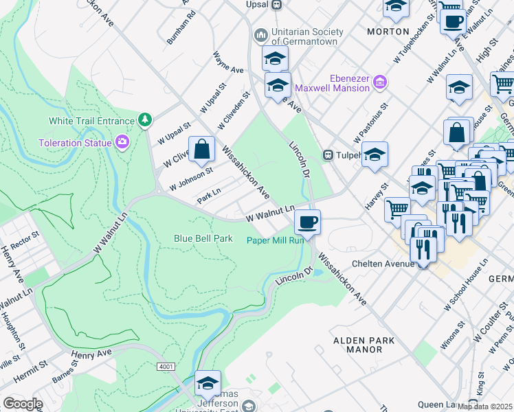 map of restaurants, bars, coffee shops, grocery stores, and more near 614 Naomi Street in Philadelphia