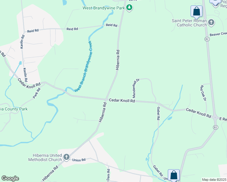 map of restaurants, bars, coffee shops, grocery stores, and more near 292 Hibernia Road in Coatesville