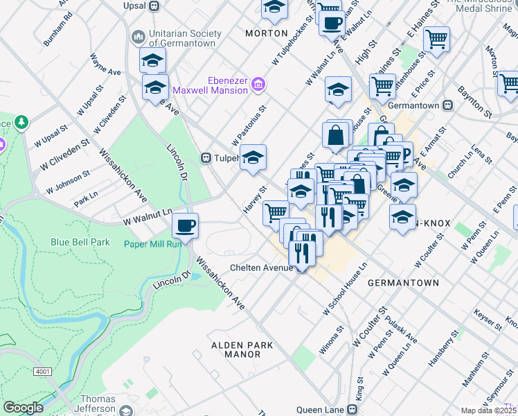 map of restaurants, bars, coffee shops, grocery stores, and more near 5934 Pulaski Avenue in Philadelphia