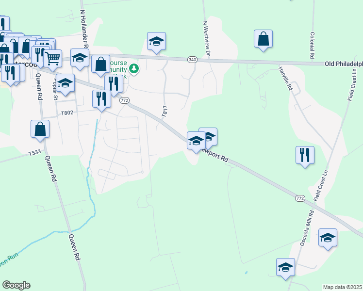 map of restaurants, bars, coffee shops, grocery stores, and more near 3765 East Newport Road in Gordonville