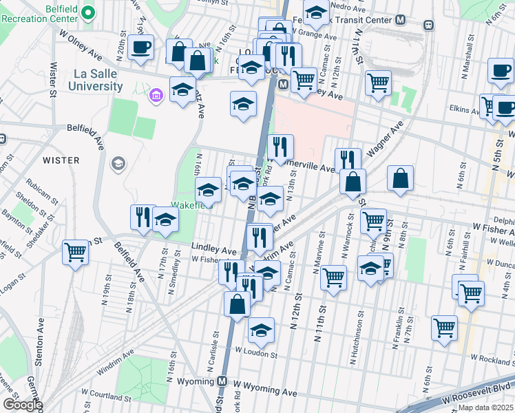 map of restaurants, bars, coffee shops, grocery stores, and more near in Philadelphia