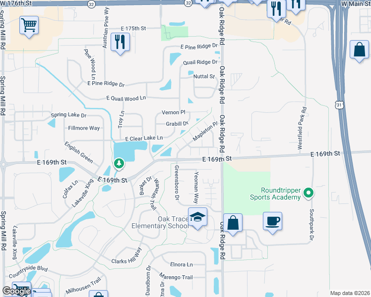 map of restaurants, bars, coffee shops, grocery stores, and more near 451 Filmore Drive in Westfield