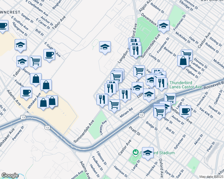 map of restaurants, bars, coffee shops, grocery stores, and more near 887 Scattergood Street in Philadelphia