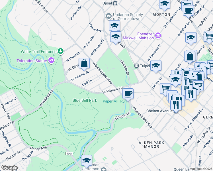 map of restaurants, bars, coffee shops, grocery stores, and more near 614 Naomi Street in Philadelphia