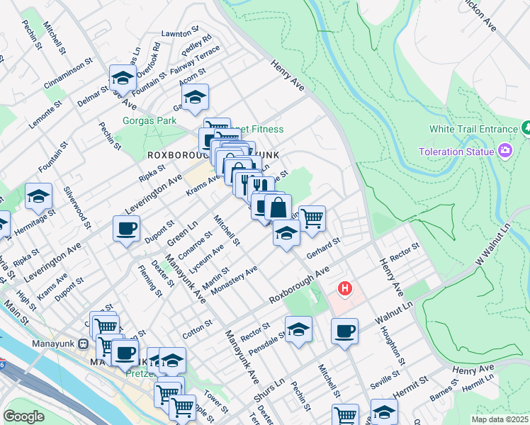 map of restaurants, bars, coffee shops, grocery stores, and more near in Philadelphia