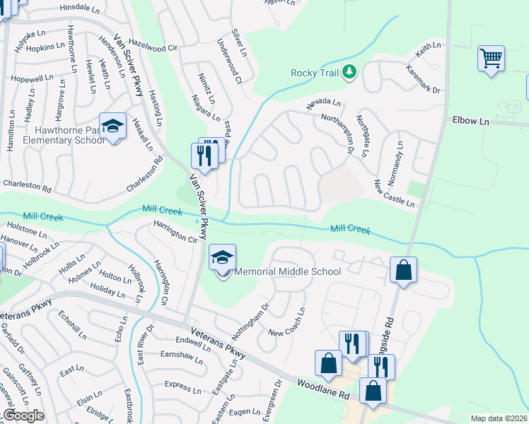 map of restaurants, bars, coffee shops, grocery stores, and more near 53 Norwood Lane in Willingboro