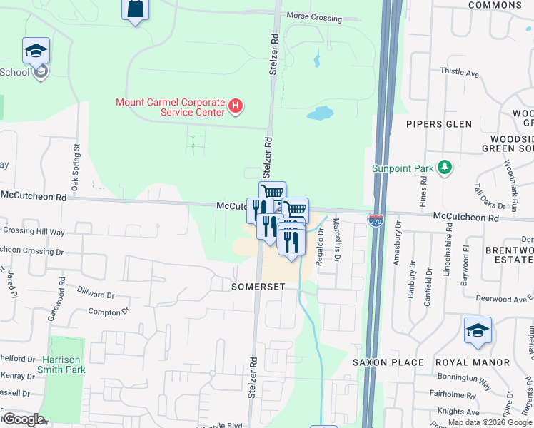 map of restaurants, bars, coffee shops, grocery stores, and more near 2930 Stelzer Road in Columbus