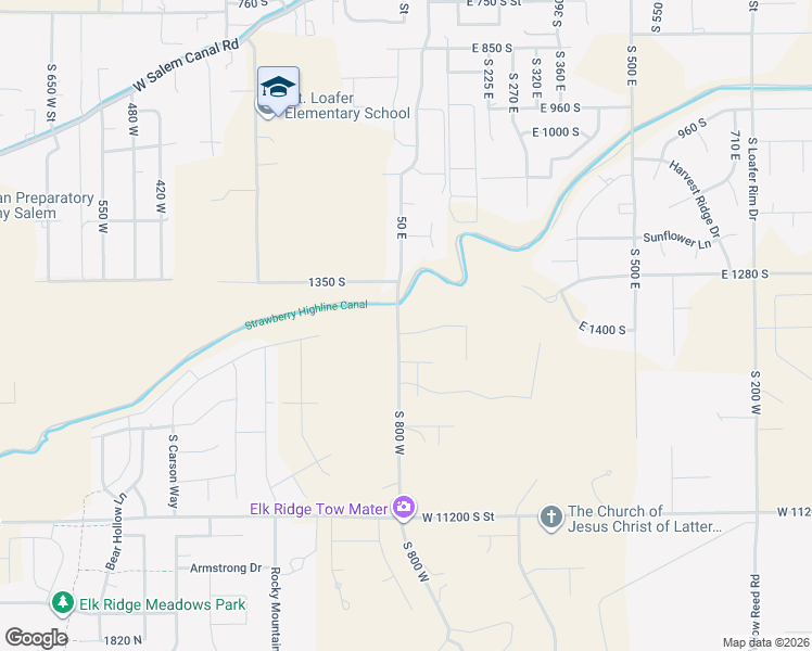 map of restaurants, bars, coffee shops, grocery stores, and more near 10801 North Loafer Canyon Road in Payson