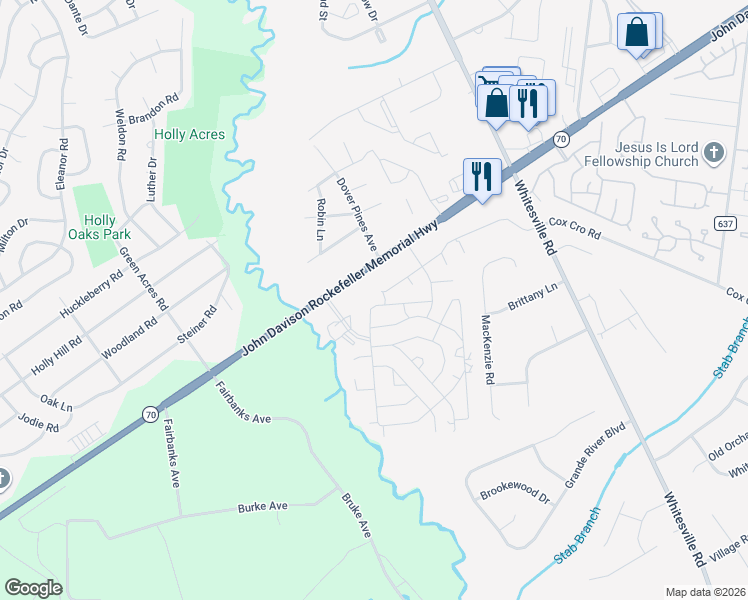 map of restaurants, bars, coffee shops, grocery stores, and more near 1 Warner Way in Toms River