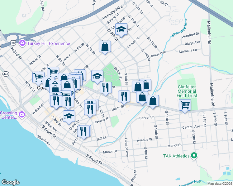 map of restaurants, bars, coffee shops, grocery stores, and more near 650 Cherry St in Columbia