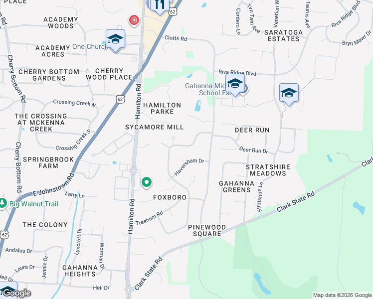 map of restaurants, bars, coffee shops, grocery stores, and more near 614 Sycamore Mill Drive in Columbus