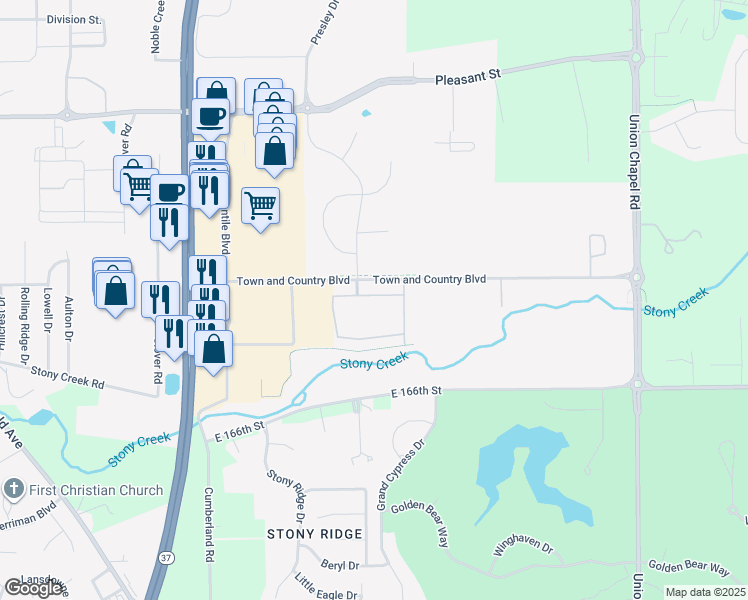 map of restaurants, bars, coffee shops, grocery stores, and more near 10158 Harewood Way in Noblesville